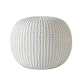 Urban Shop Round Knit Pouf - Hand Woven Cotton, Ivory | Amazon (US)