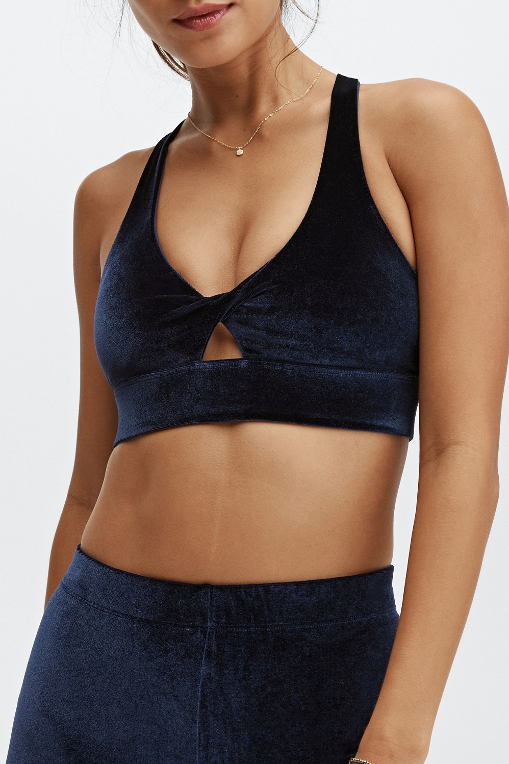 Oasis Twist Velour Sports Bra | Fabletics - North America