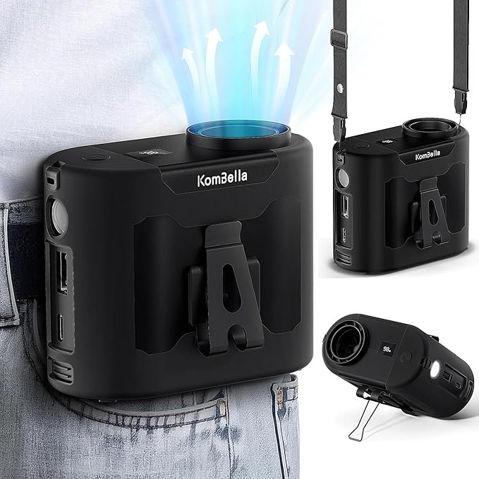 KOMBELLA Portable Waist Fan Clip on Belt, 2025 Upgraded Shirt Fan with 10000mAh Battery & 5 Speed... | Amazon (US)