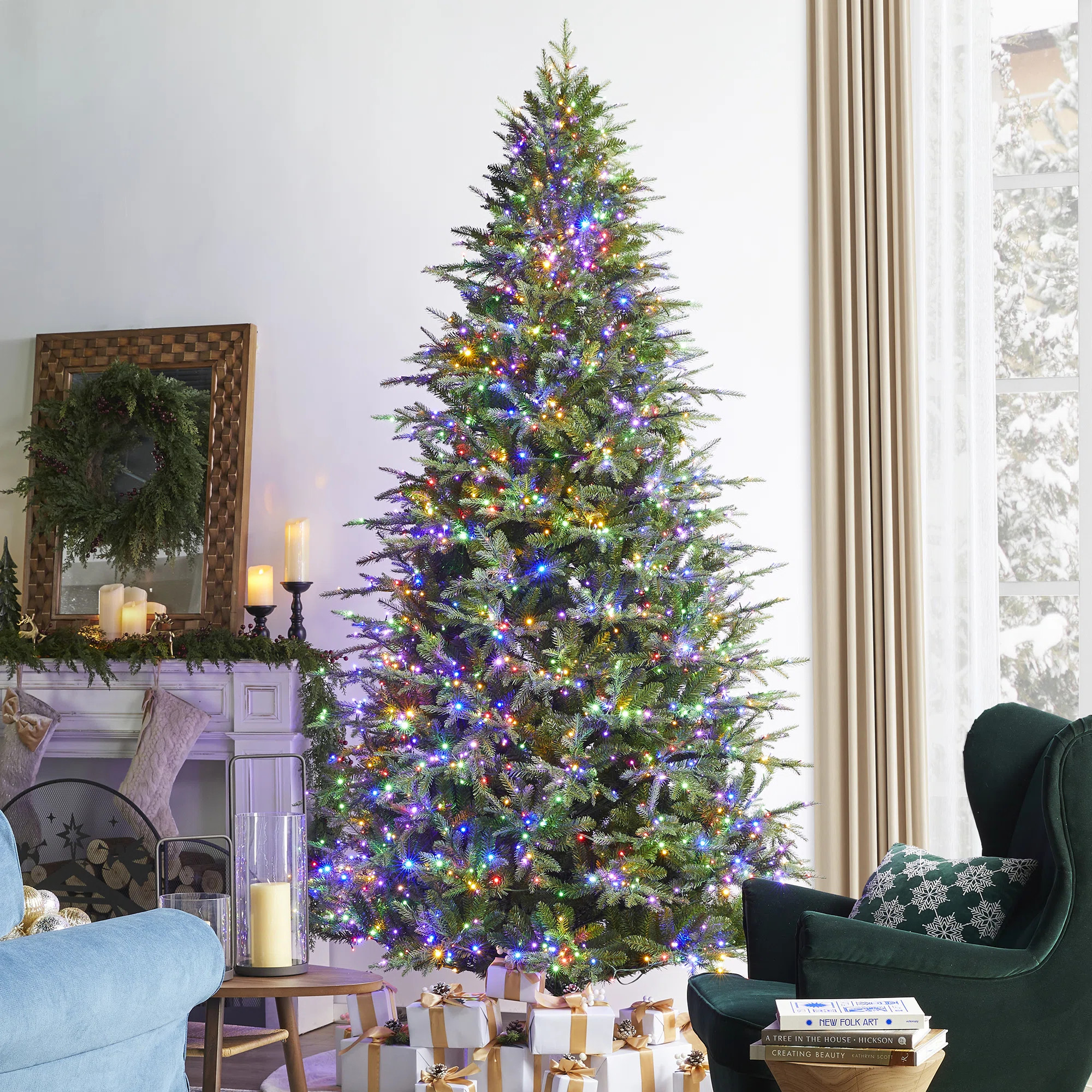 Leilonie Pre-Lit Green Full Fir Artificial Christmas Tree with Lights | Wayfair North America