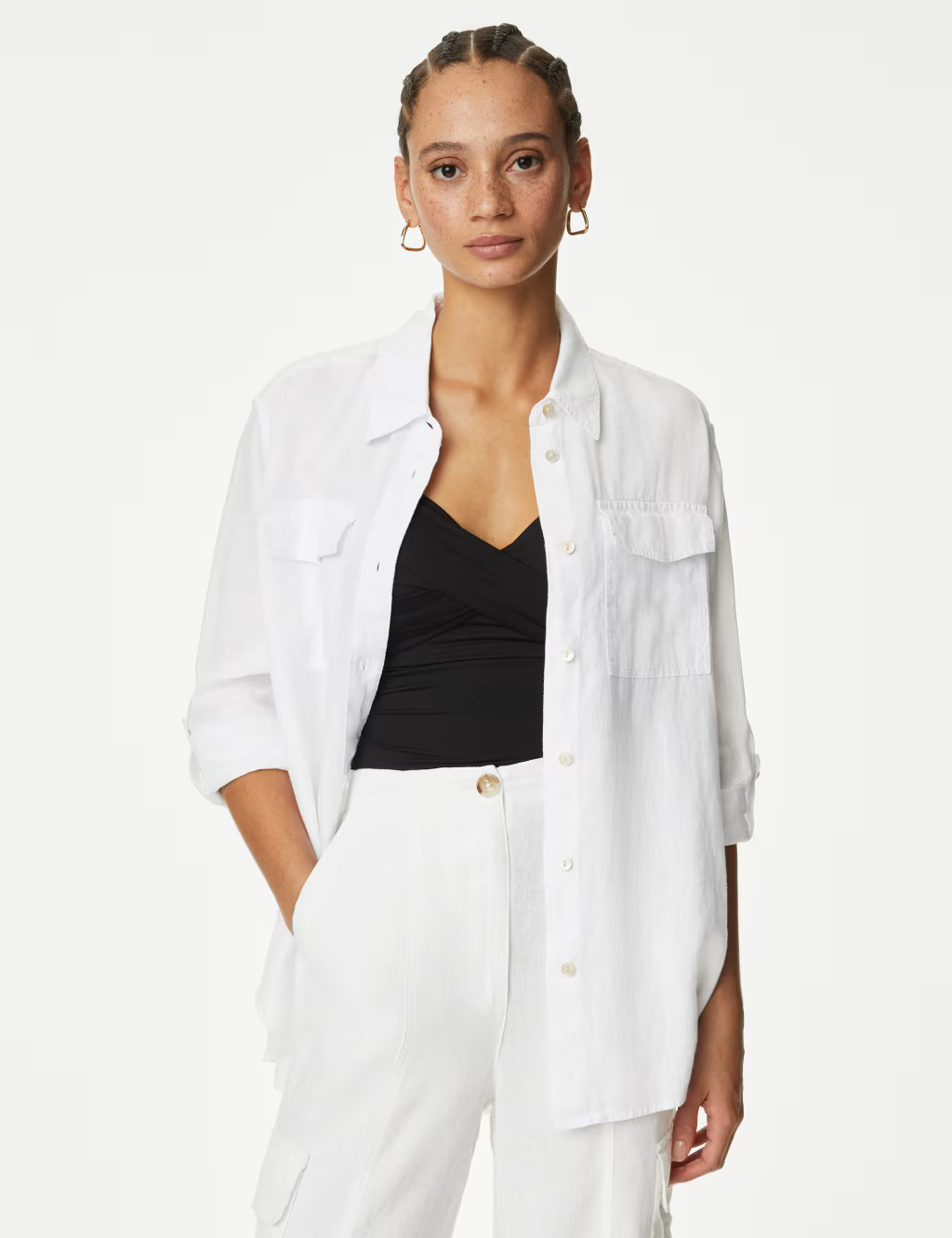 Pure Linen Relaxed Utility Shirt | Marks & Spencer (UK)