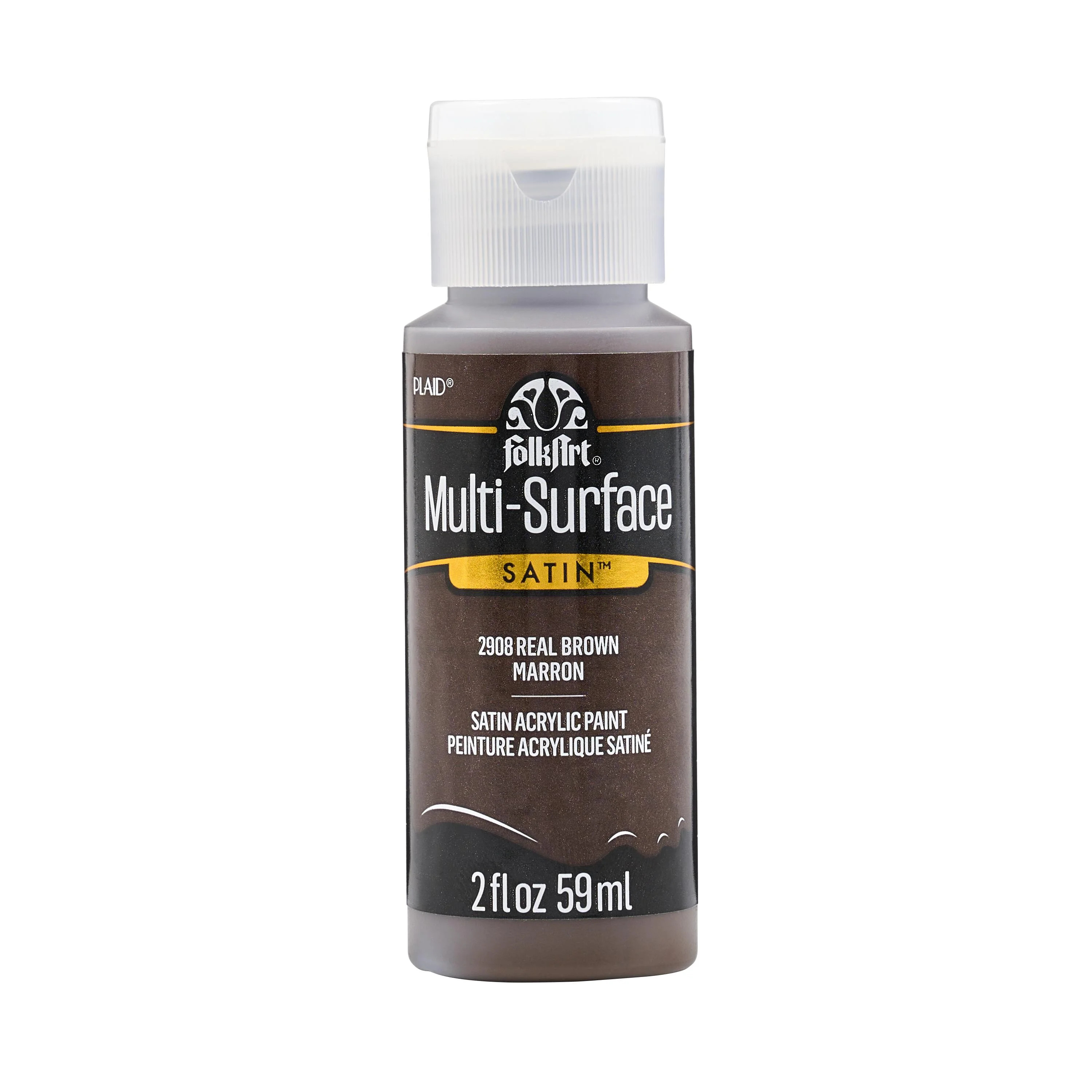 FolkArt Multi-Surface Acrylic Craft Paint, Satin Finish, Real Brown, 2 fl oz | Walmart (US)