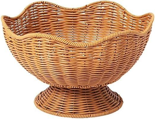 RT&BS Round Woven Fruit Basket for Counter, Wicker Bread Bowl, Woven Egg Baskets, Reusable Handwo... | Amazon (US)