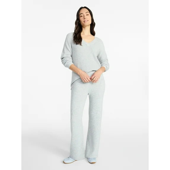 Time and Tru Women's V-Neck Sweater and Pants Lounge Set, 2-Piece, Sizes, XS-XXXL | Walmart (US)