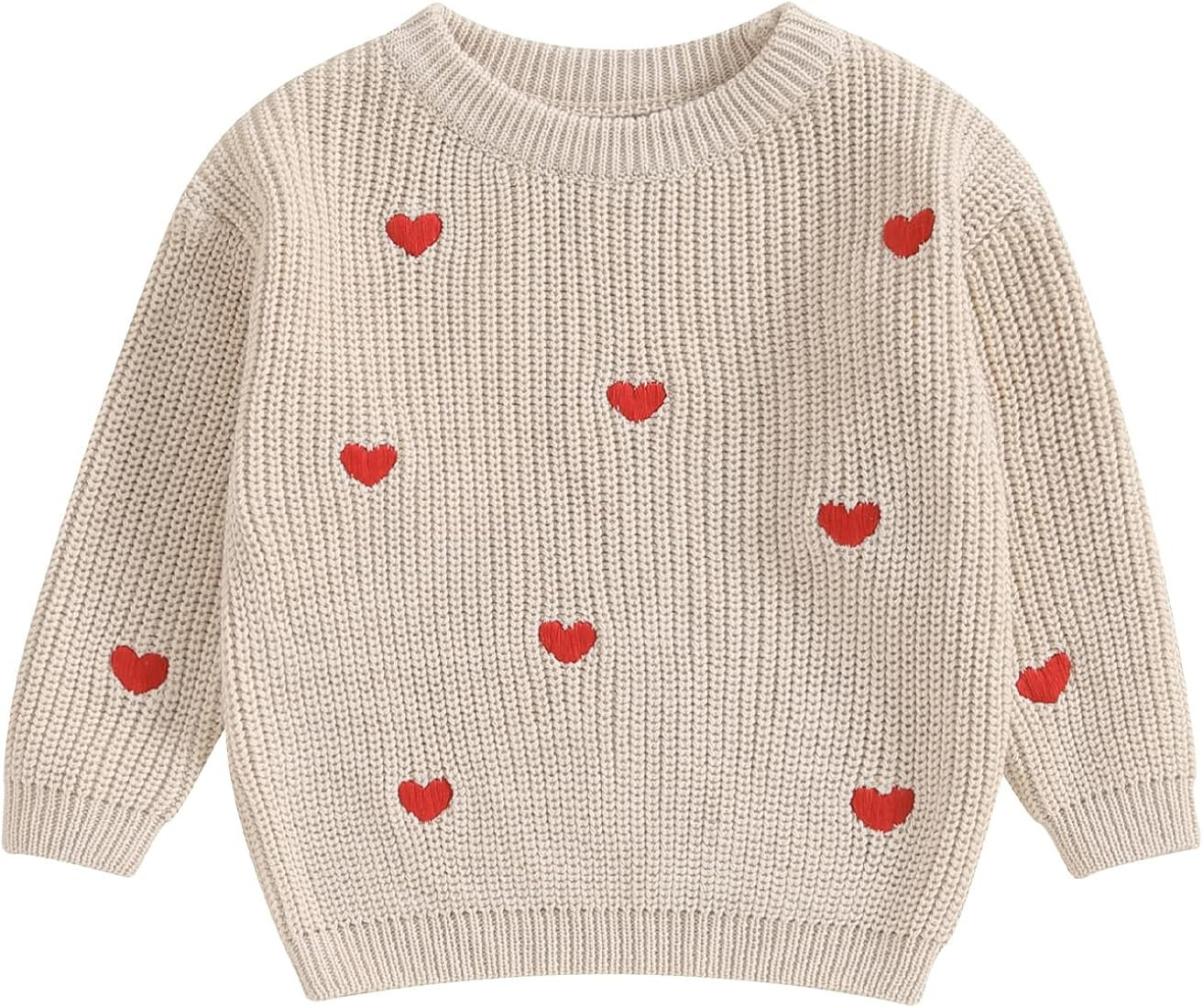 Karwuiio Toddler Baby Girl Boy Knit Sweater Long Sleeve Heart Sweater Infant Warm Fall Winter Pul... | Amazon (US)