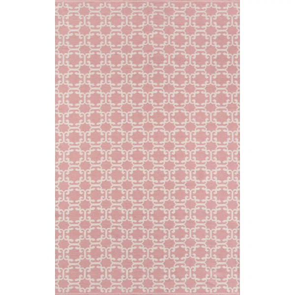 Palm Beach Geometric Handmade Flatweave Pink Area Rug | Wayfair North America