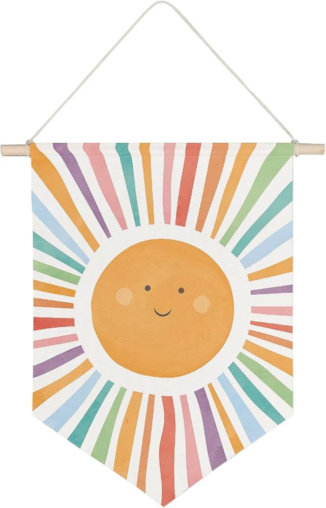 QODUNG Boho Sun Sunshine Canvas Banner,Canvas Hanging Pennant Wall Flag Decor for Home Nursery Ki... | Amazon (US)