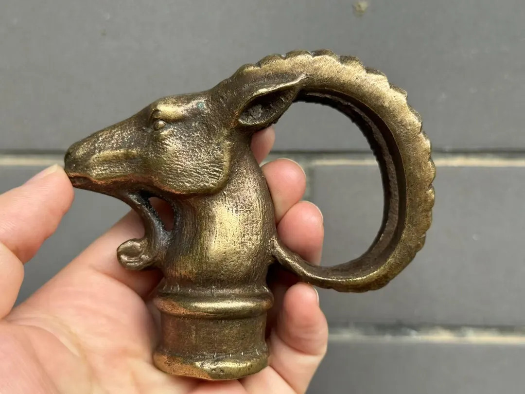 Vintage copper sheeo Head Cane Walking Stick, Zodiac sheep Brass Hand Carved Crutch Cane Head Wal... | Etsy (US)