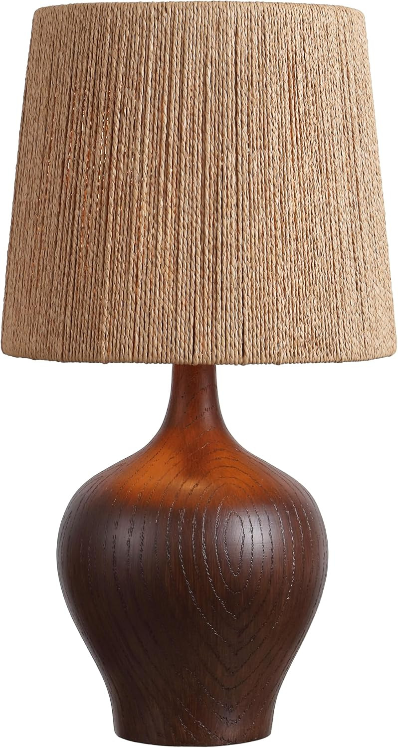 JONATHAN Y Eben Farmhouse Gourd Table Lamp 23", Dark Brown Wood Finish | Amazon (US)