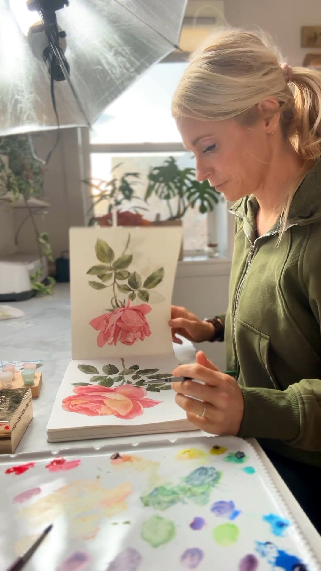 Beginner, watercolor supplies, perfect for a professional too. The perfect time to sketch some beautiful things outdoors in your garden.  