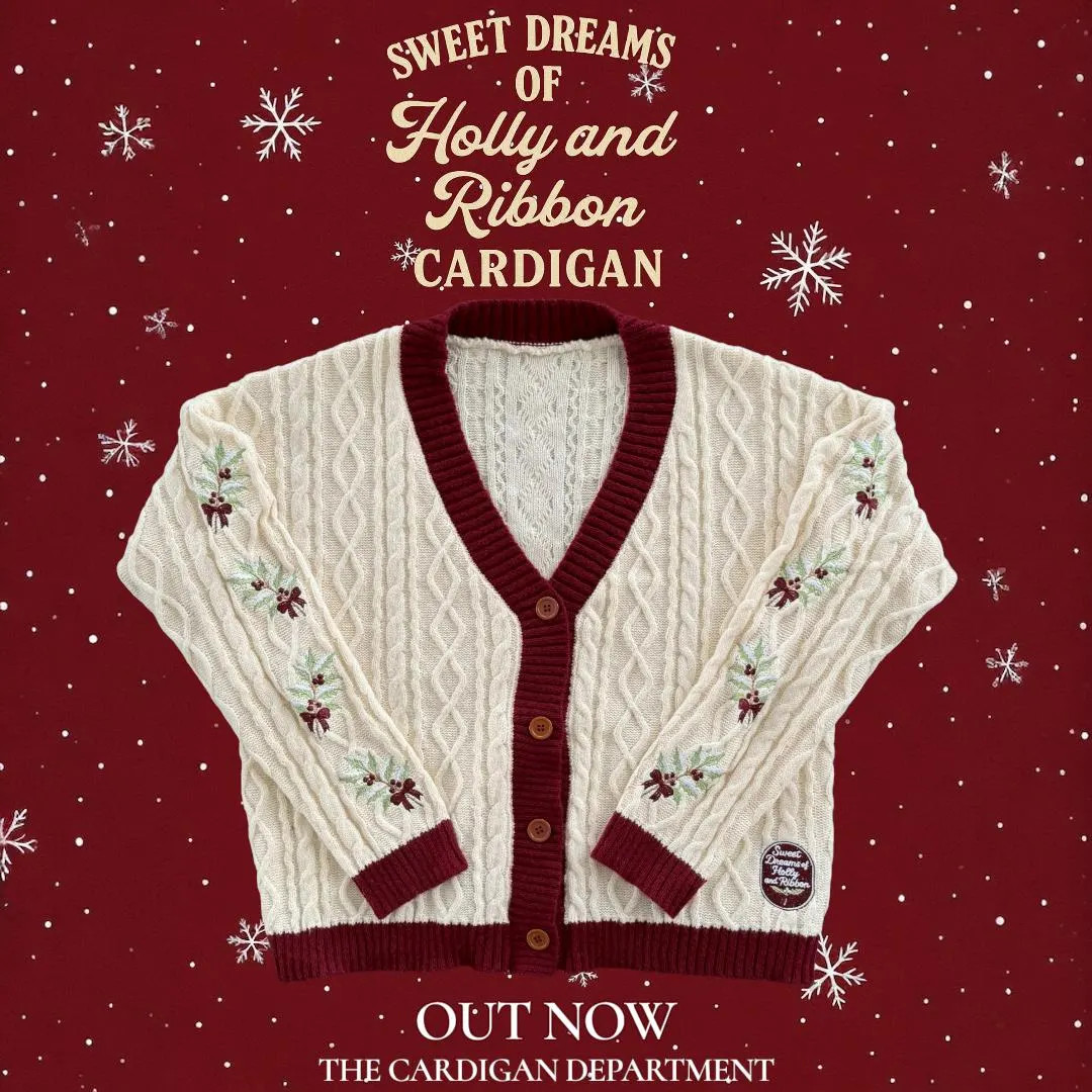 Sweet Dreams of Holly & Ribbon Cardigan Embroidered, Folklore Cardigan Eras, Christmas Tree Farm ... | Etsy (US)