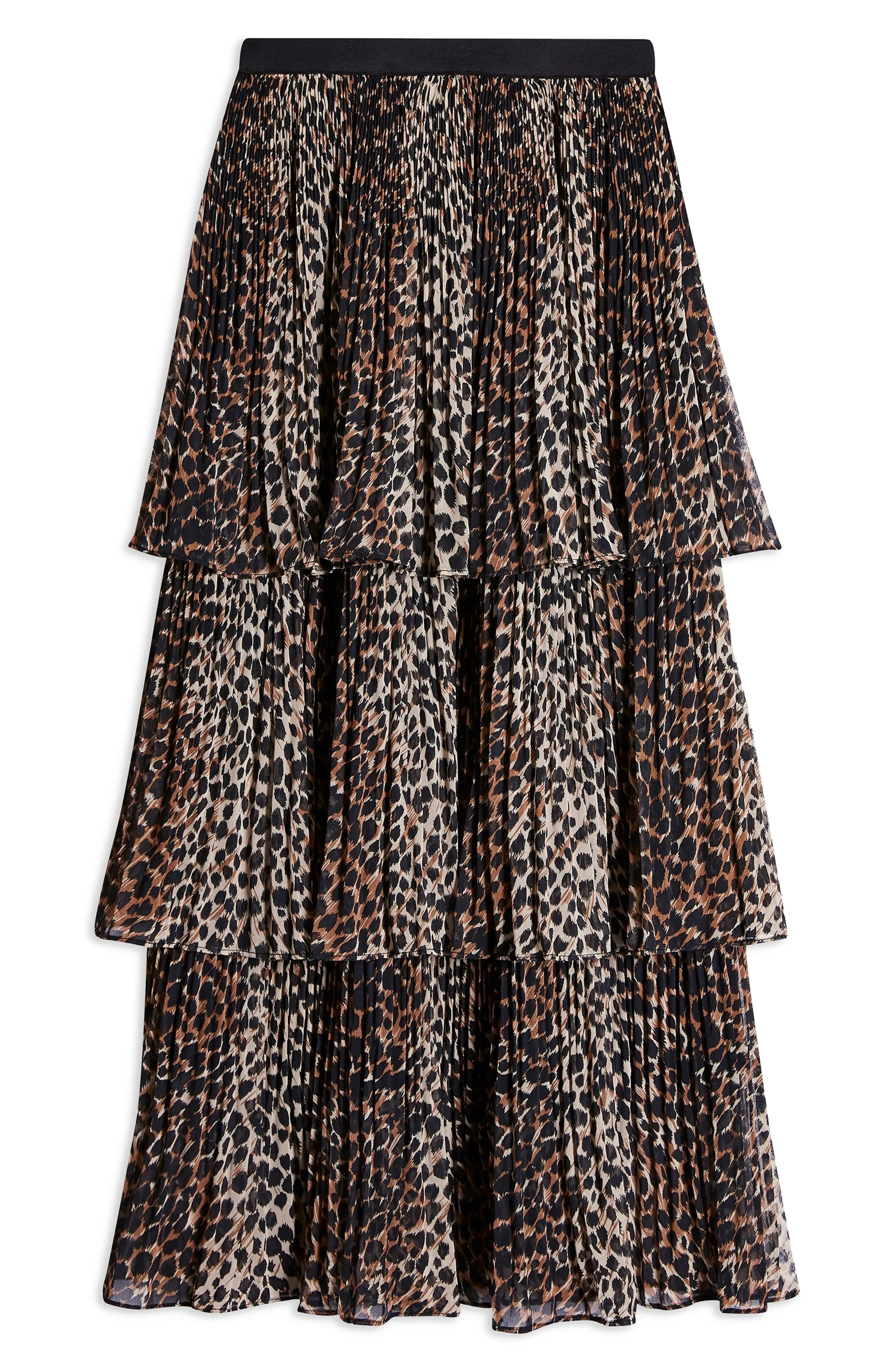 Animal Print Tiered Chiffon Midi Skirt | Nordstrom