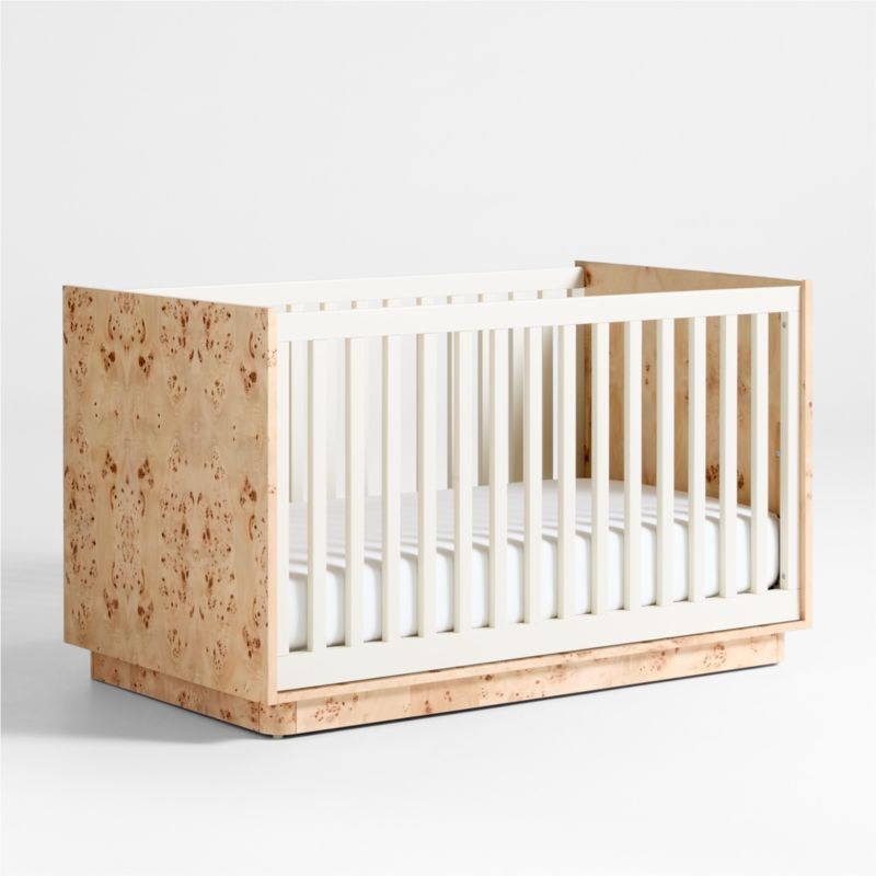Calli Burlwood and Linen White Convertible Baby Crib | Crate & Kids | Crate & Barrel