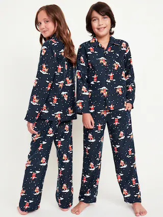 Gender-Neutral Printed Button-Front Pajama Set for Kids | Old Navy (US)