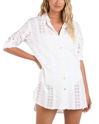 La Blanca Eyelet Camp Shirt Swim Cover-Up | Bloomingdale's Women | Bloomingdale's (US)
