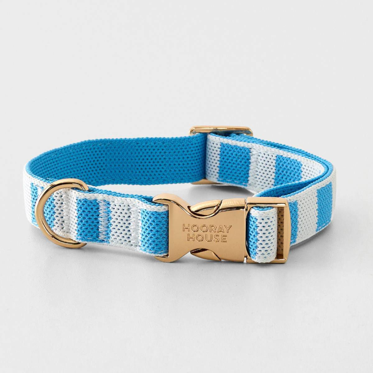 Hooray House Knit Stripe Dog Collar - M - Blue | Target