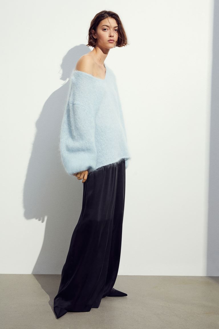 Oversized Mohair-blend Sweater - Light blue - Ladies | H&M US | H&M (US + CA)