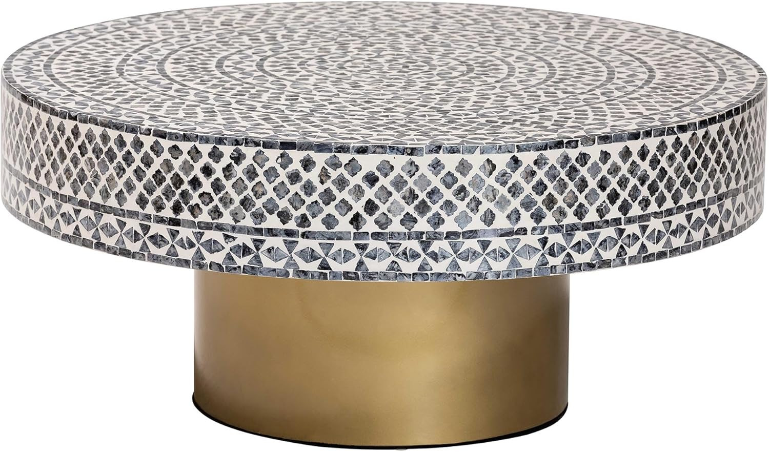 bali & pari Idra Coastal Black and White Mother of Pearl Capiz Shell Coffee Table | Amazon (US)