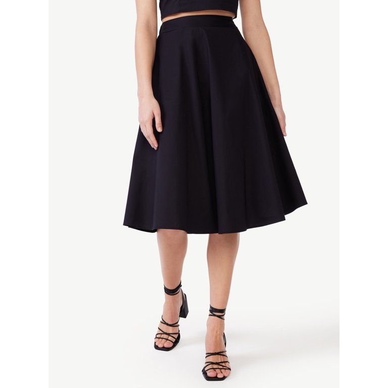 Scoop Women's High Waisted Poplin Midi Skirt, Sizes XS-XXL | Walmart (US)