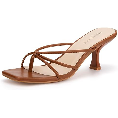 LAICIGO Women’s Square Open Toe Flip Flops Stiletto Heels Strappy Thong Slide on Slingback Mule... | Amazon (US)