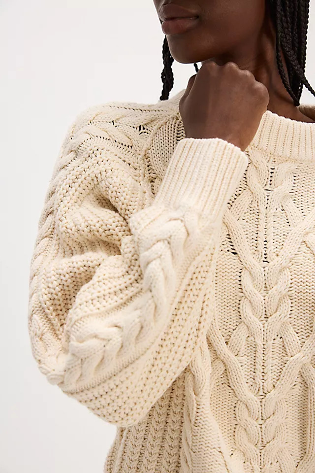Frankie Cable Knit Cotton Sweater | Free People (Global - UK&FR Excluded)