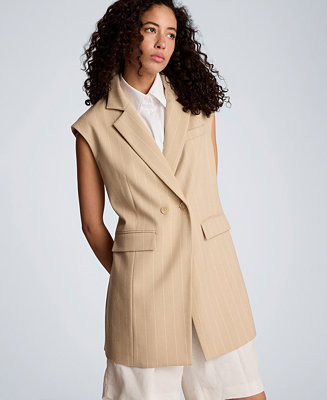 Women's Button Front Vest Mini Dress with Faux Shirt | Macy's