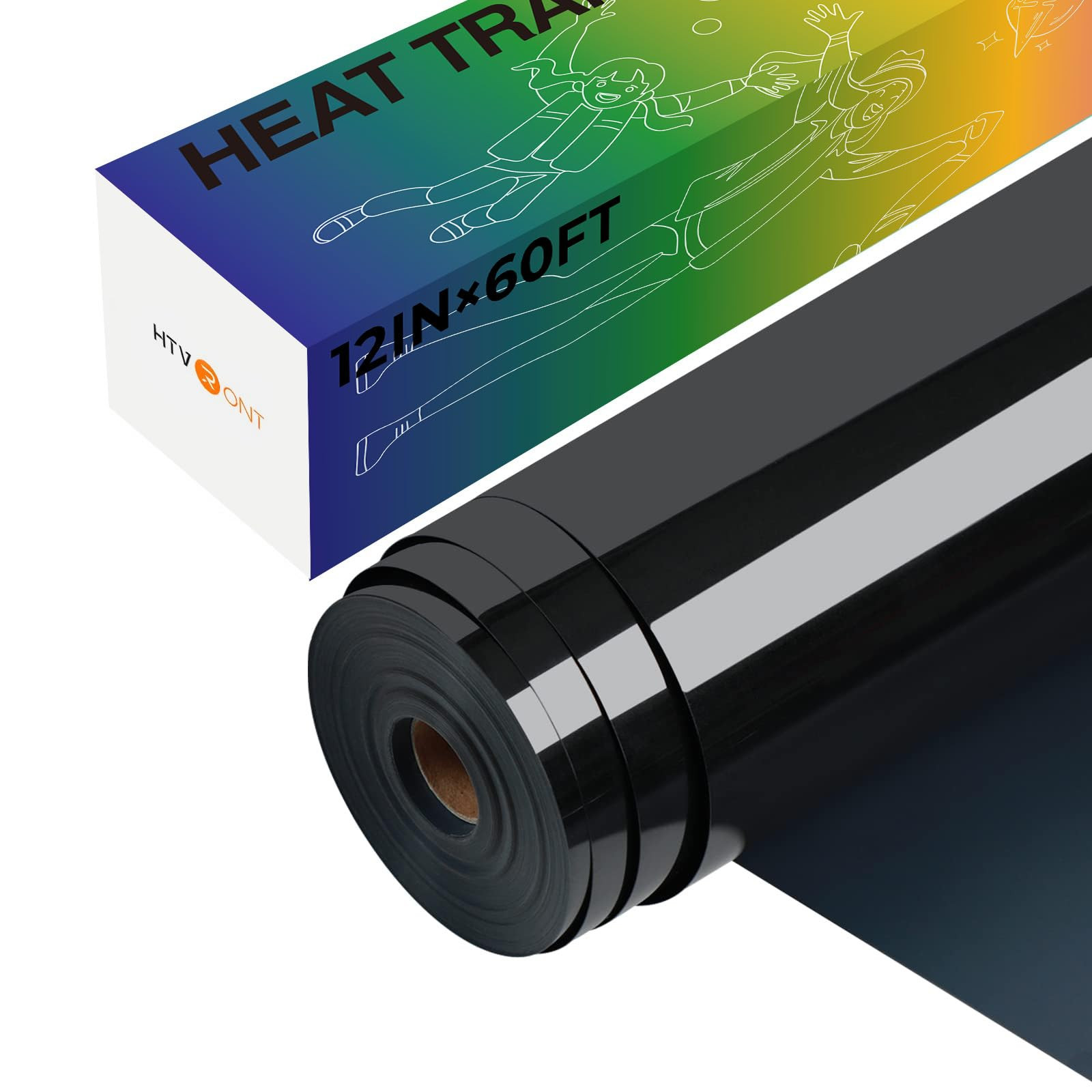 HTVRONT Heat Transfer Vinyl Black Iron on Vinyl-12 x 60FT Black HTV Vinyl Roll Easy to Cut & Weed... | Amazon (US)