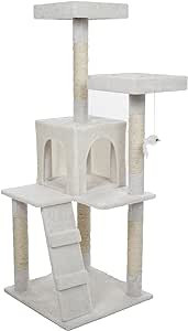 4-Tier Cat Tower - Napping Perches, Cat Condo with Ladder, 5 Sisal Rope Scratching Posts, Hanging... | Amazon (US)