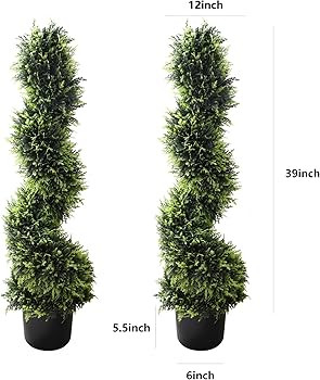39 inchBoxwood Artificial Cedar Spiral Topiary Trees – Decorative Fake Greenery in Planter Pots... | Amazon (US)