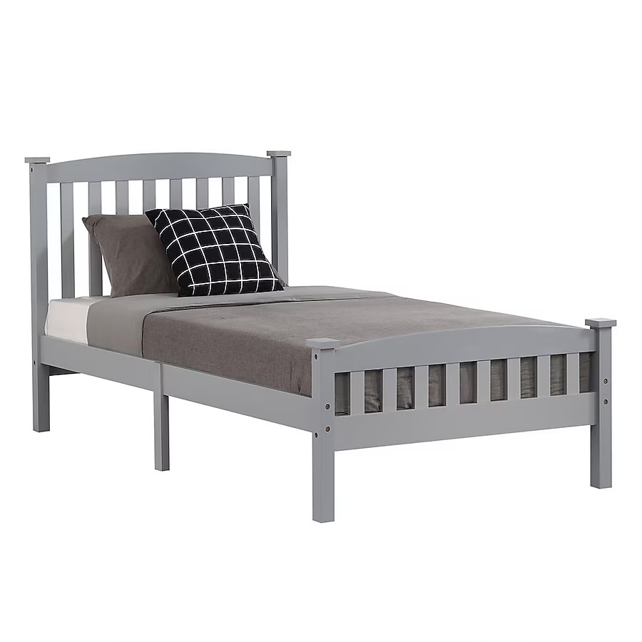 Winado Contemporary Gray Twin Bed Frame with Wood Headboard and Footboard | Lowe's