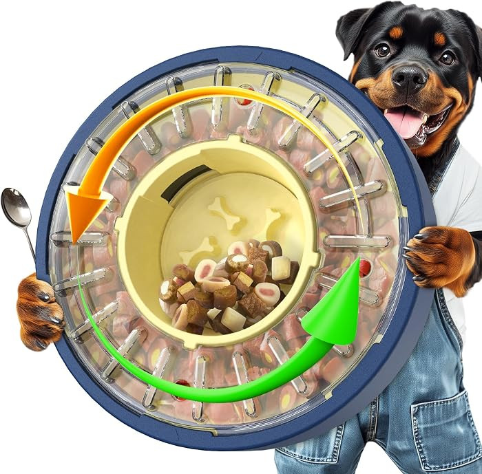 KADTC 5-60 Min Adjustable Slow Feeder Bowl for Fast Eaters, Spinning Dog Puzzle Feeder, Anti-Gulp... | Amazon (US)