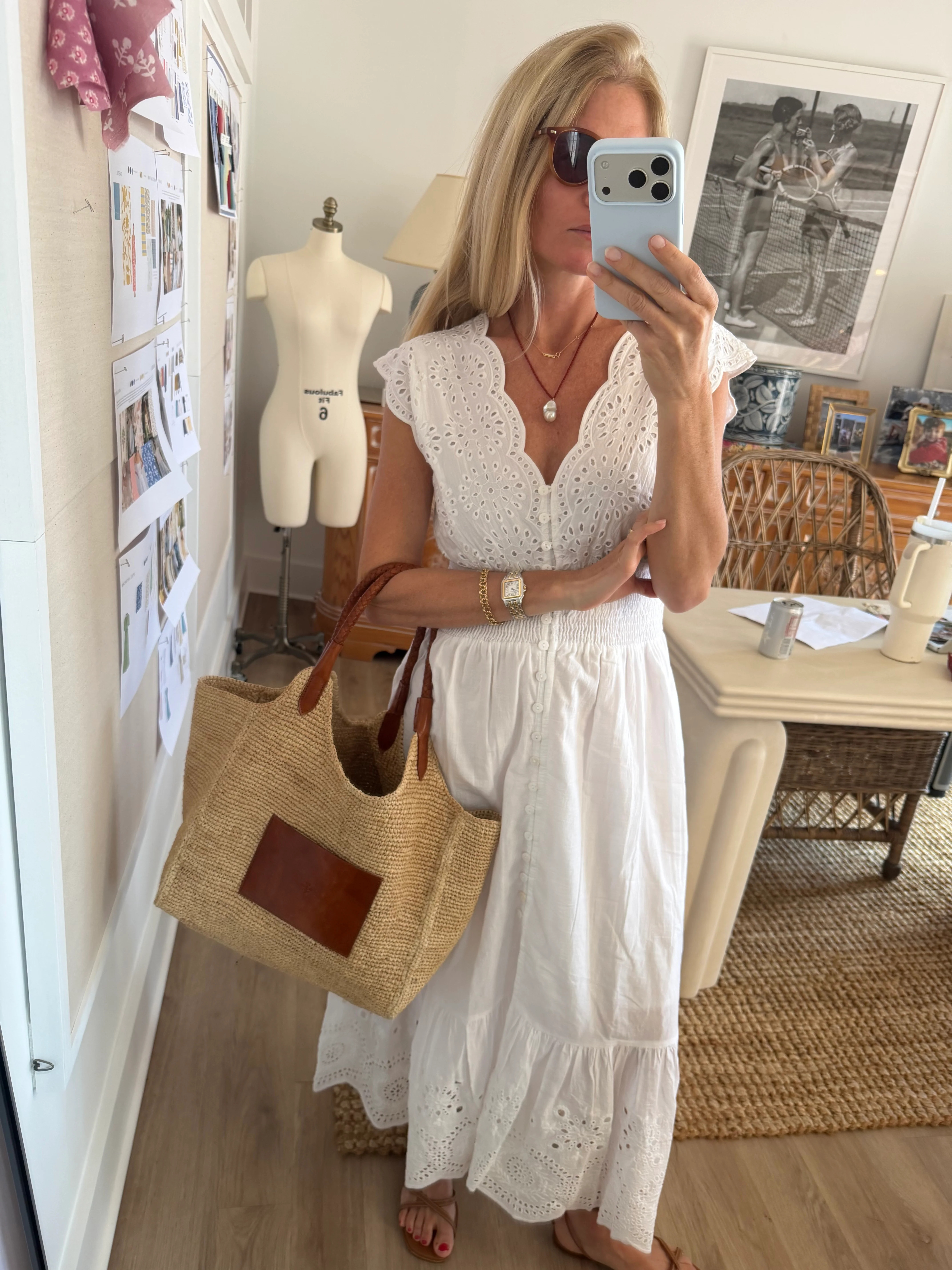 Fiona Dress - White Demi Eyelet | Marea