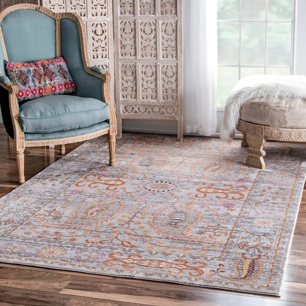 nuLOOM Traditional Vintage Fancy Floral Grey/ Multi Rug (5'3 x 7'7) | Bed Bath & Beyond