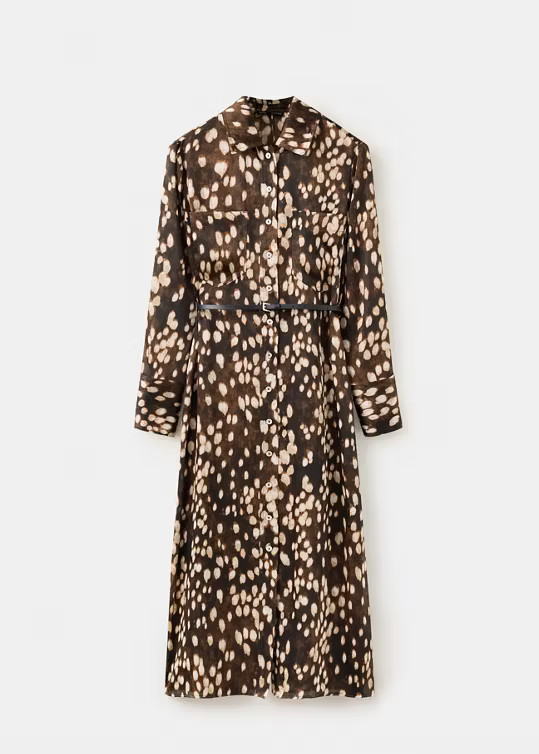 Printed shirt dress brown - Women - 10 - MANGO | Mango (US/MX/AU)