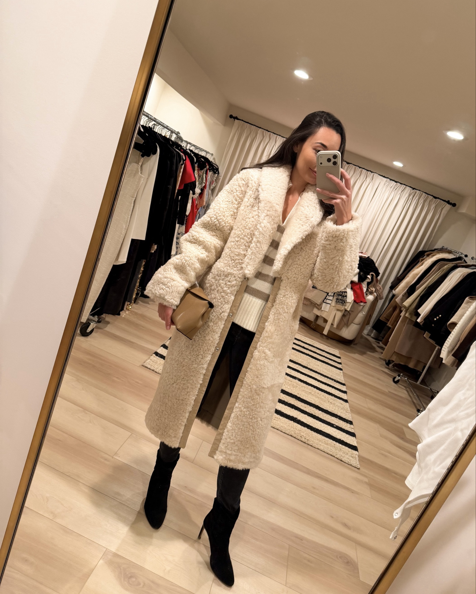 Iro shearling coat similar below, winter outfit, cream Sherpa coat. 

#LTKSaleAlert #LTKSeasonal #LTKootd