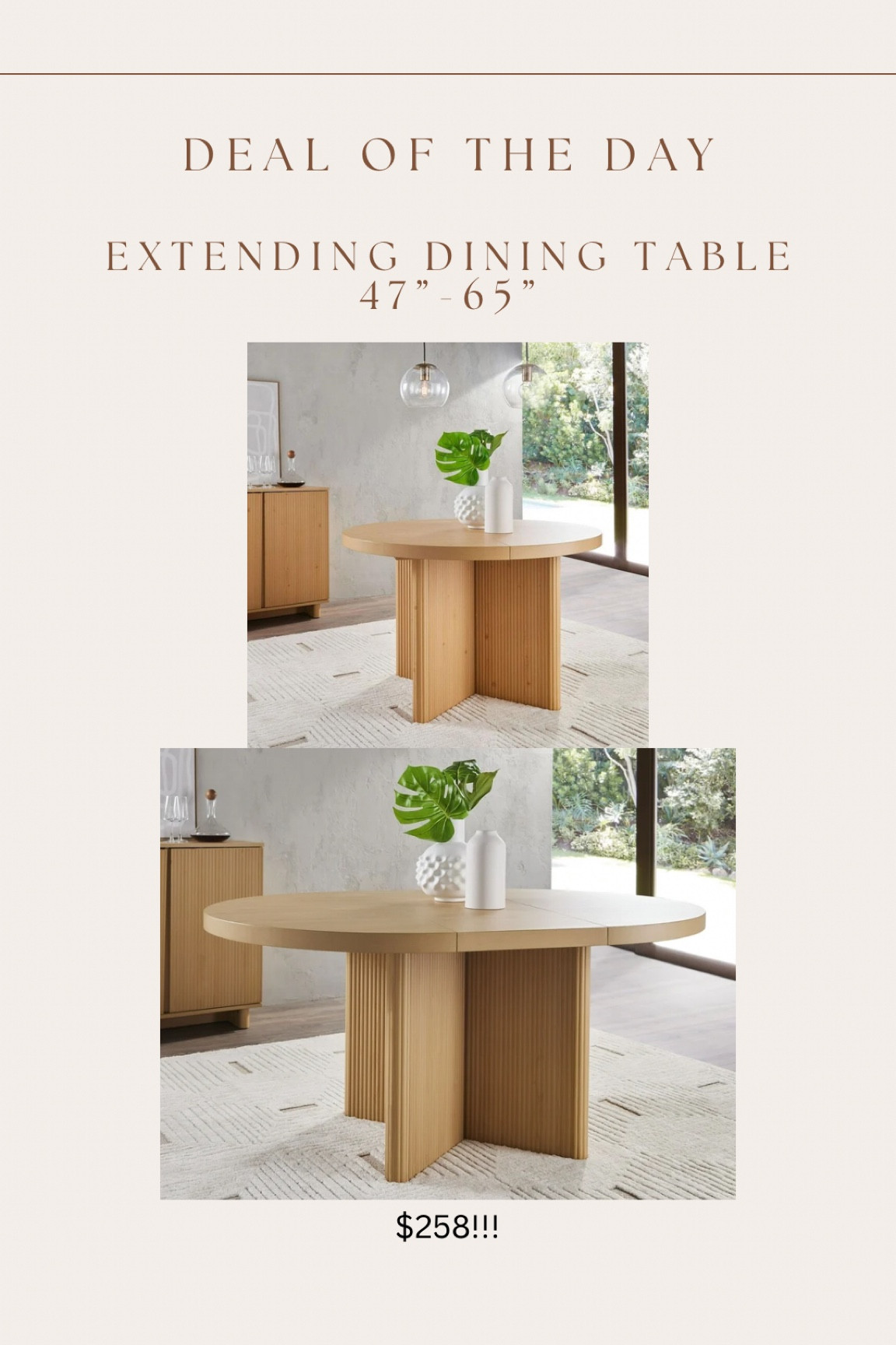 Brand new item!!! Will sellout! 

Round extending fluted dining table for only $258!!!

#LTKhome #LTKsalealert