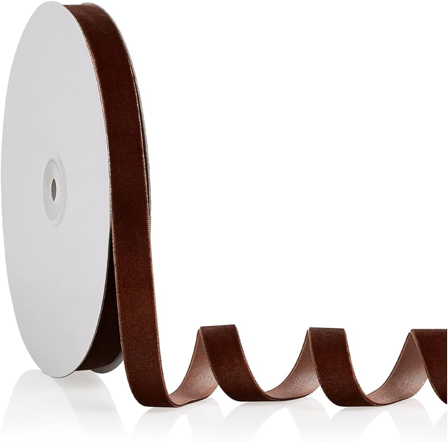 5/8" X 20 Yards Brown Velvet Ribbon for Christmas Tree Wreath Decoration Handmade Crafts Ornament... | Amazon (US)