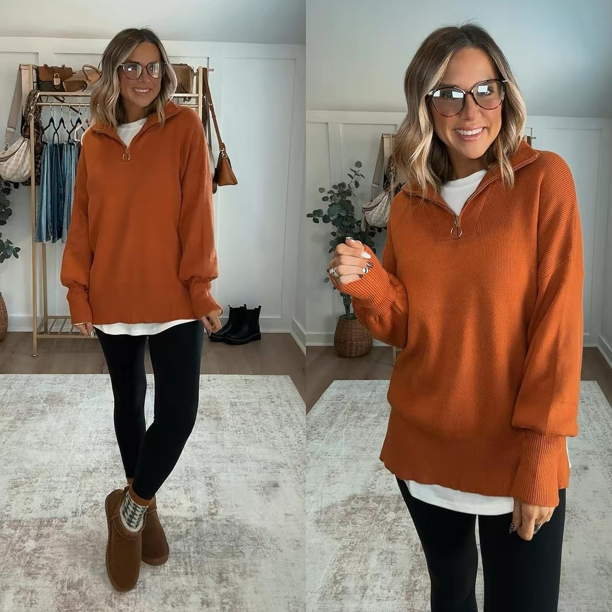 I have been pairing this cozy oversized sweater with my favorite leggings. I've also been wearing these trendy blue light blocking glasses to help my eyes. It’s the perfect combo for some winter style and comfort!   I am 5’6 139lbs wearing a size small in tops, and look for less boots run true to size 
 

 #LTKmomlife #LTKSeasonal #LTKFindsUnder100