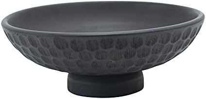 Bloomingville Modern Large Mango Wood Footed Serving Decorative Carved Circles Bowl, Black | Amazon (US)