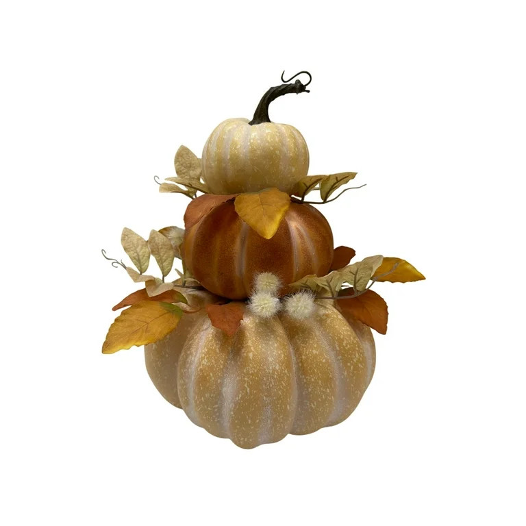 Stacked Pumpkins Tabletop Decor, Yellow & Orange, 9.75", Fall by Way To Celebrate | Walmart (US)