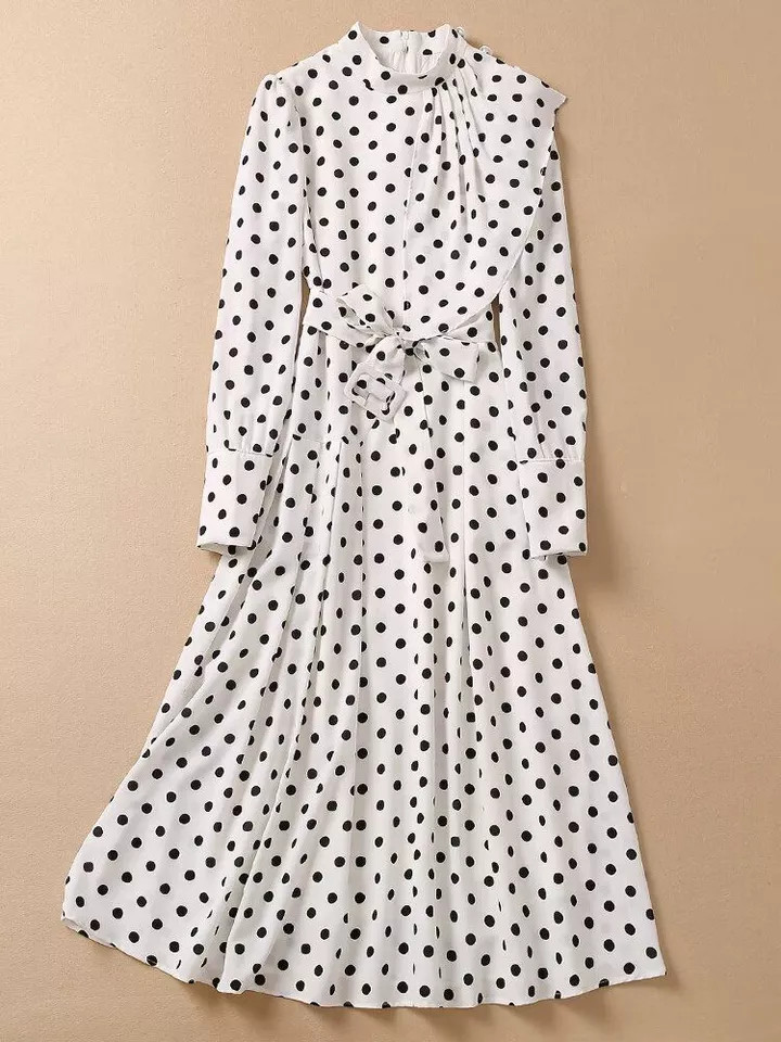 Elegant Princess Kate Midi Dress Polka Dot Print Long Sleeve Retro Party | eBay | eBay US