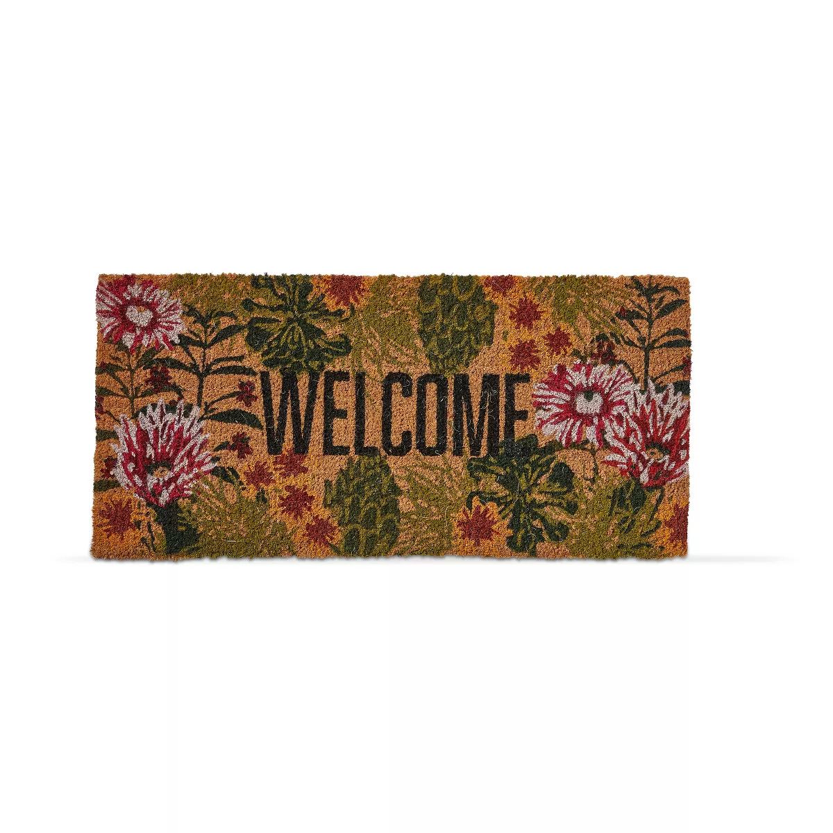 tagltd 1'6"x3'3" Welcome Sentiment Floral Eden Coir Mat Rectangle Indoor Outdoor Estate Coir Door... | Target