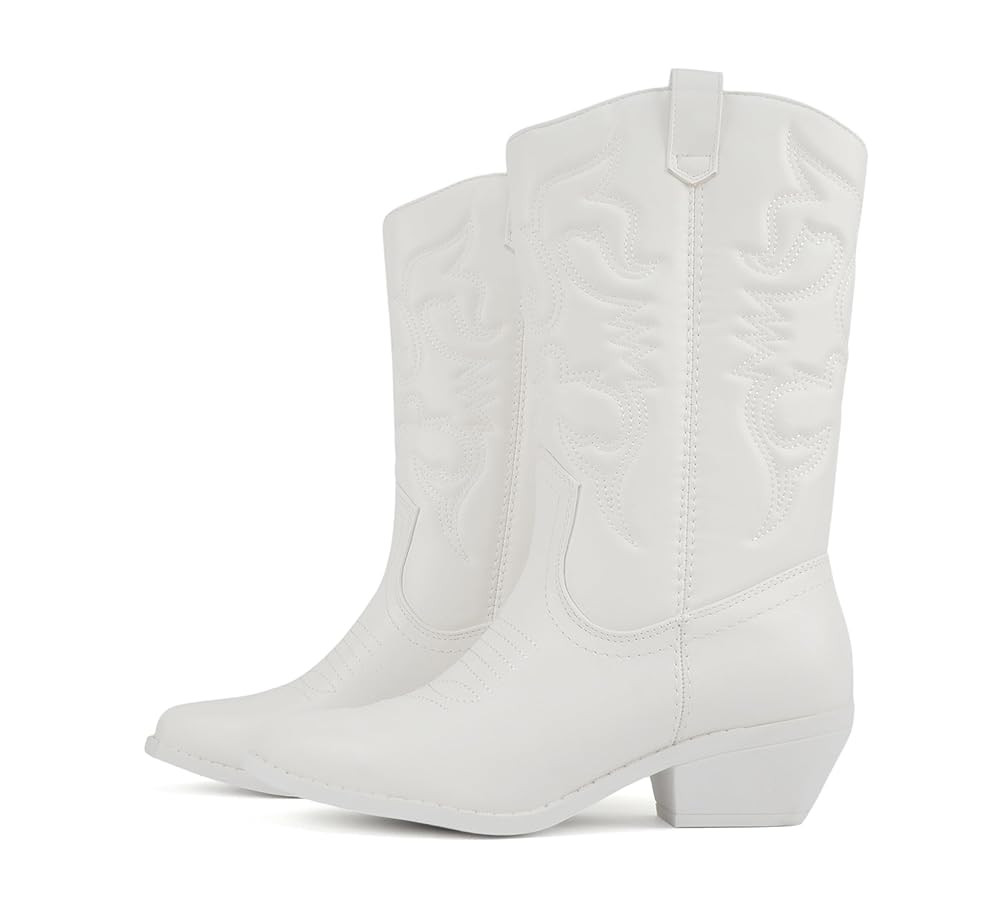 Soda “TELLER” ~ Women's Western Cowboy Boots with Stitched Detailing, Pointed Toe, and Low Bl... | Amazon (US)