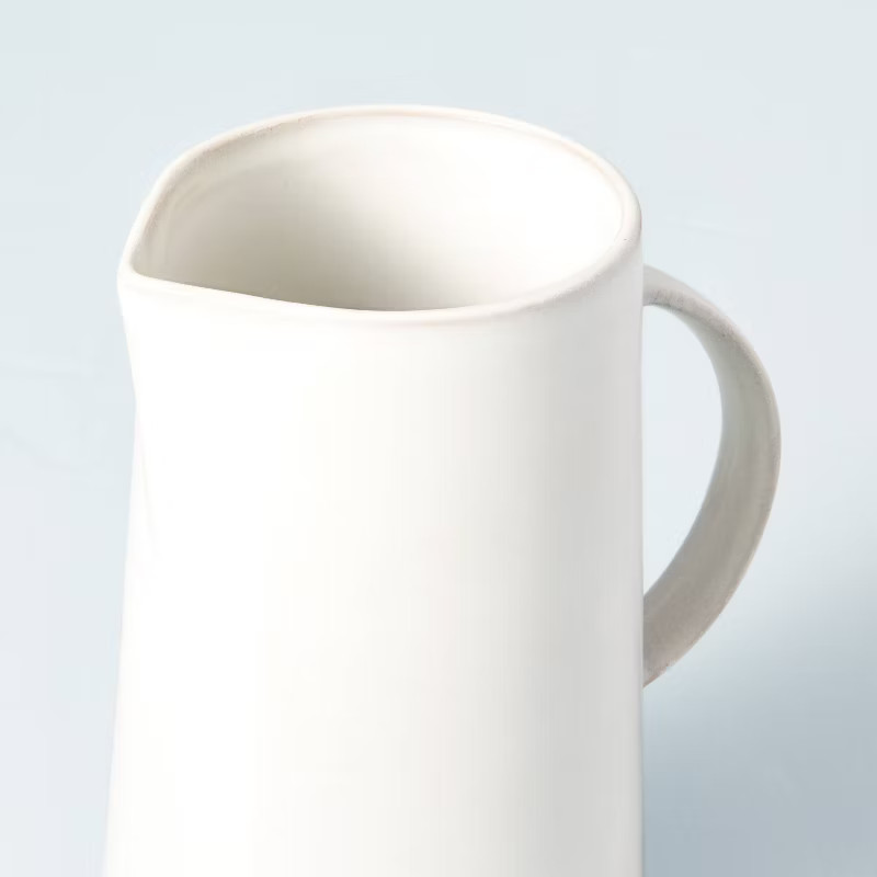 57.5oz Modern Rim Stoneware Pitcher Sour Cream - Hearth & Hand™ with Magnolia | Target