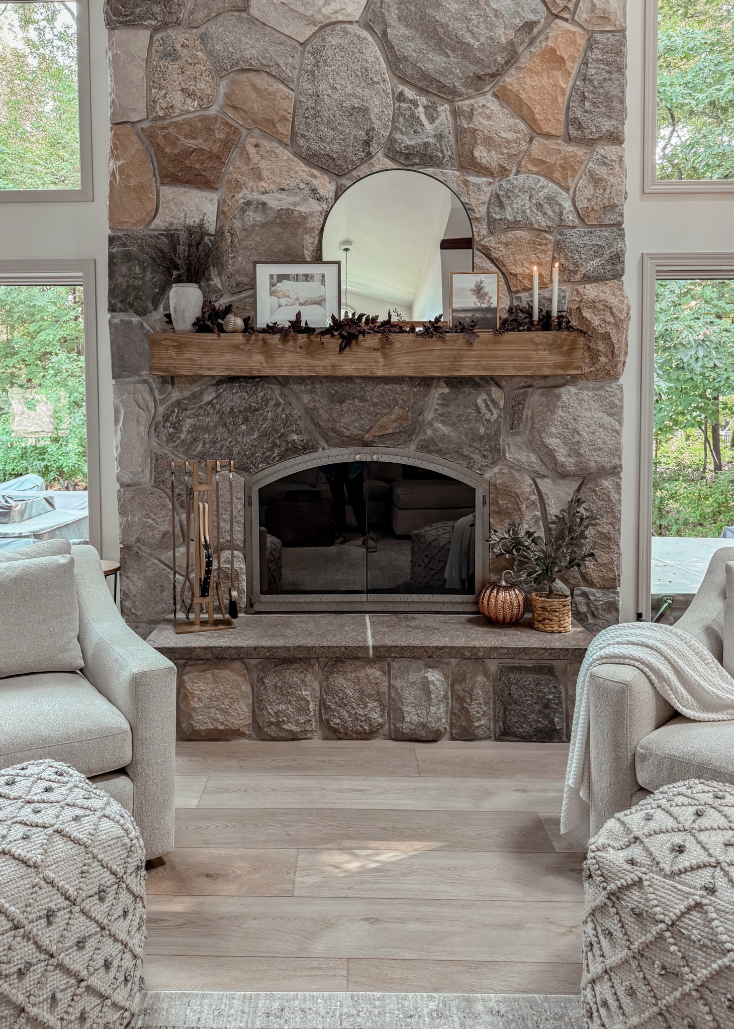 Cozy fall fireplace mantel styling! Fall decor pieces from Amazon. Living room decor ideas for transitional modern organic earthy modern style. Come stay awhile. Amanda Vernaci. Amanda loves Amazon 

#LTKSeasonal #LTKHome