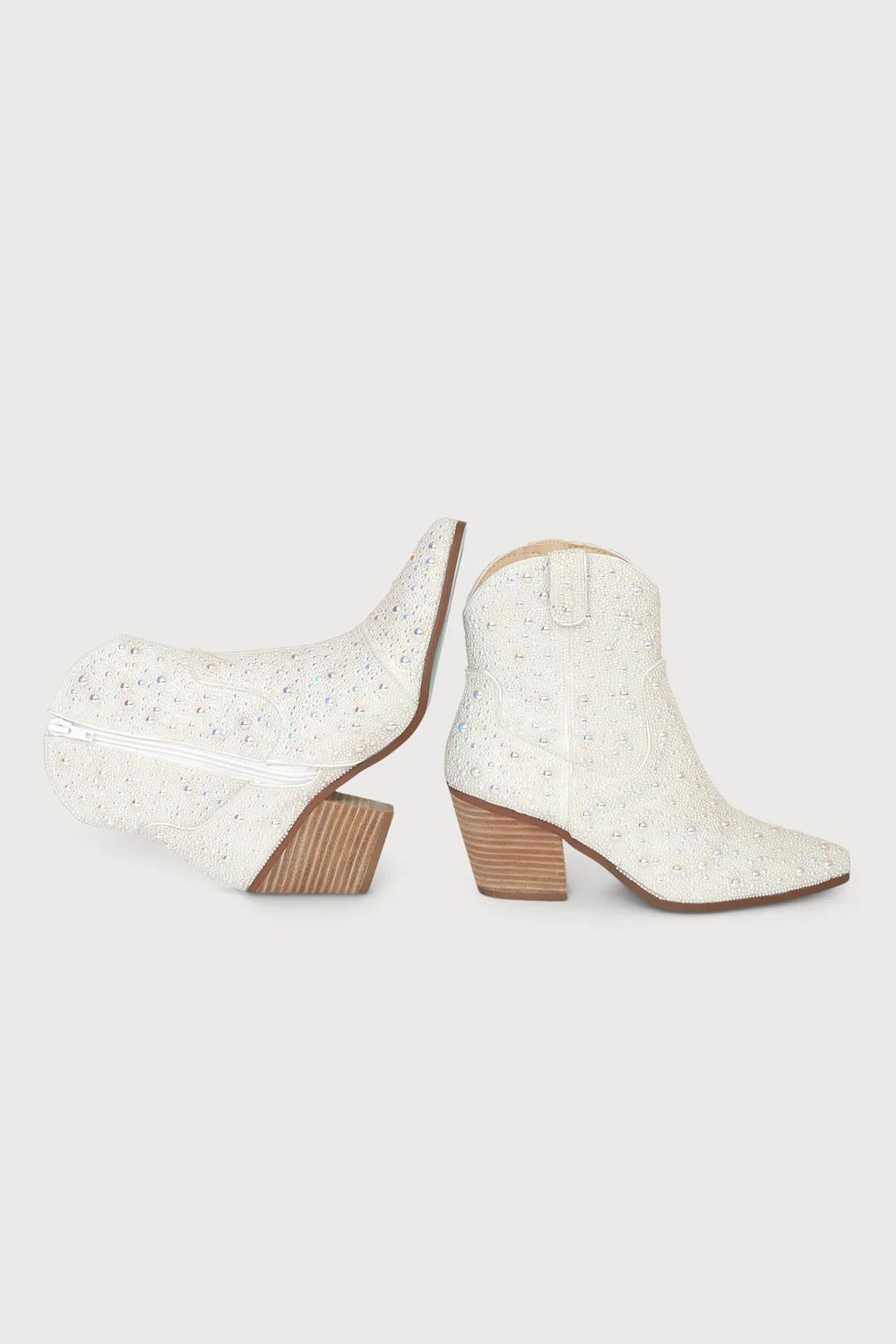 SB-Diva White Pearl Pointed-Toe Ankle Boots | Lulus (US)
