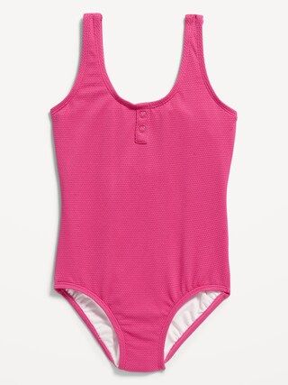 One-Piece Henley Swimsuit for Girls | Old Navy (US)