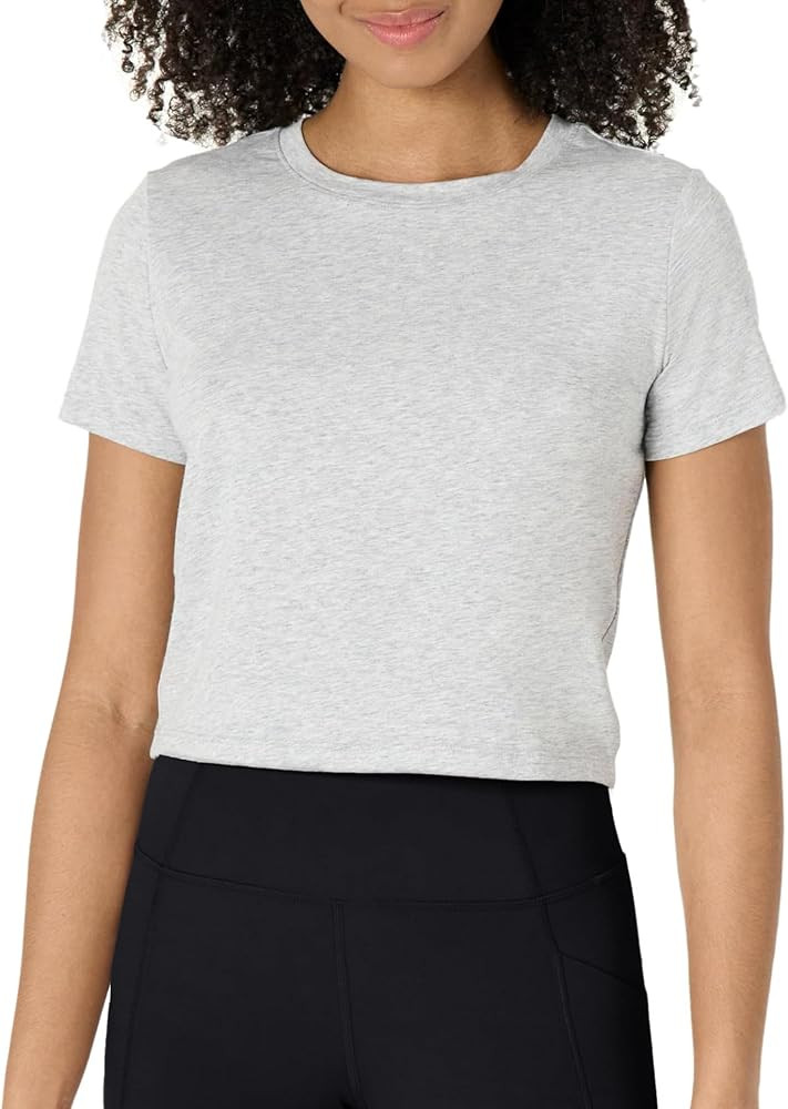 Amazon Essentials Women's Active Soft Cotton Crewneck Short Sleeve Yoga Workout Lightweight Cropp... | Amazon (US)