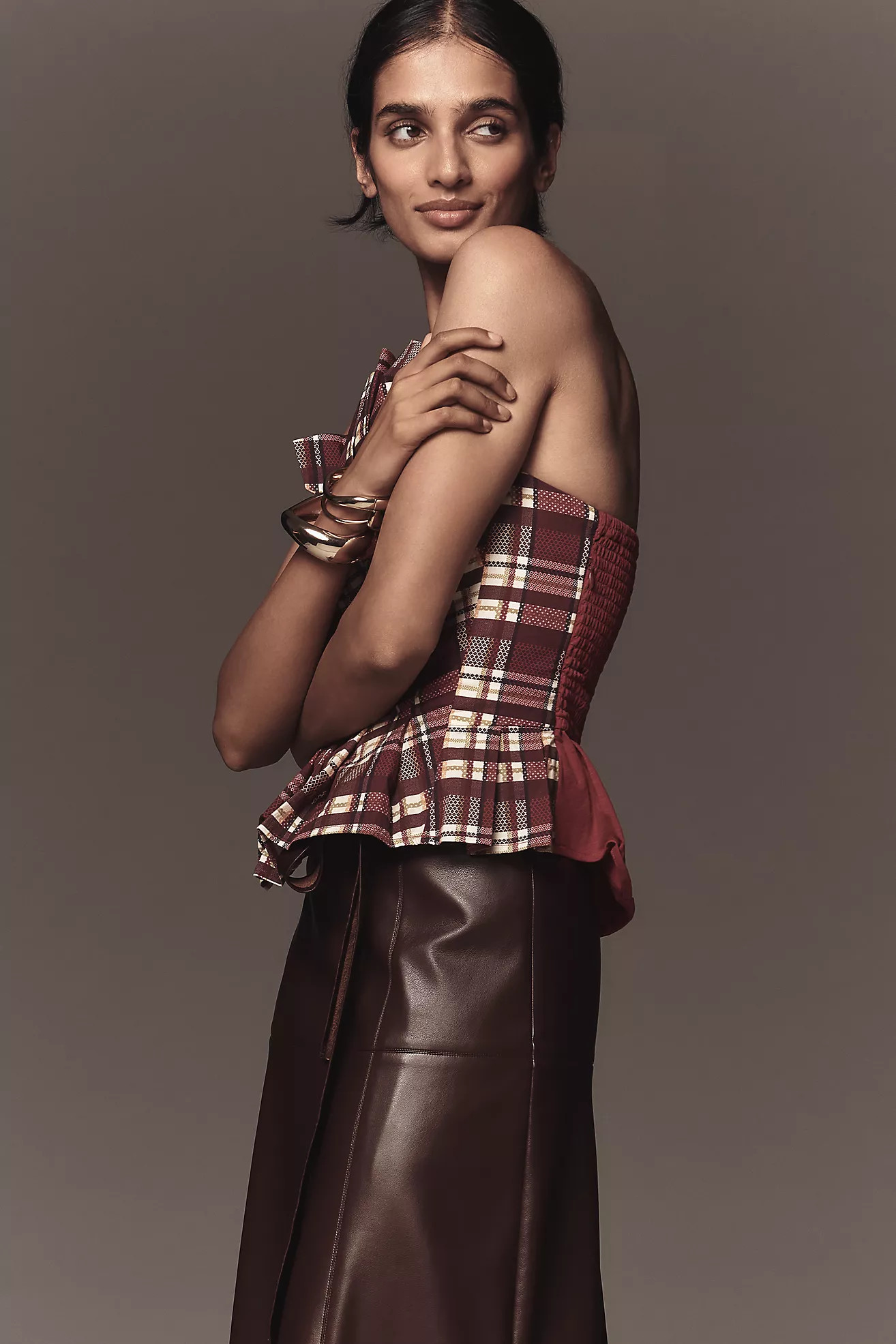 Porridge Ruffled Peplum Strapless Corset Top | Anthropologie (US)