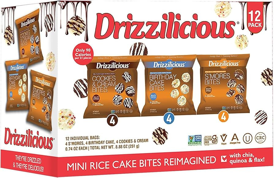 Drizzilicious Mini Rice Cakes Variety Pack - Rice Crisps, Healthy Snack for Adults and Kids, Flav... | Amazon (US)